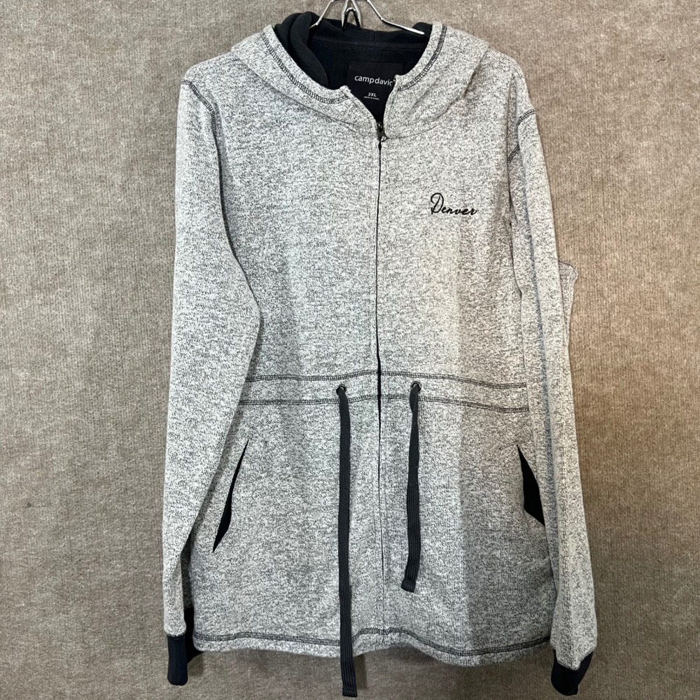 Camp David Zip Up Hoodie Women 2XL Gray Denver Embroidered Marl Athleisure